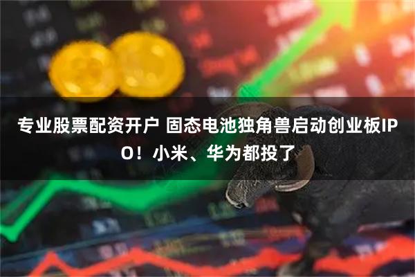 专业股票配资开户 固态电池独角兽启动创业板IPO！小米、华为都投了